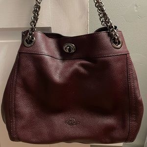 Coach Pebbled Leather Turnlock Edie Bag - Oxblood